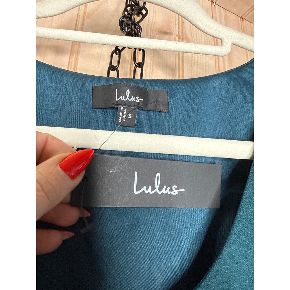 Lulu's Deep Teal Scoop Neck Midi Dress with Side Slit - Picture 5 of 7